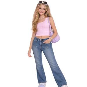 Gap Girls 12 High Rise Flare Jeans Blue Stretch Denim Retro Y2K Style